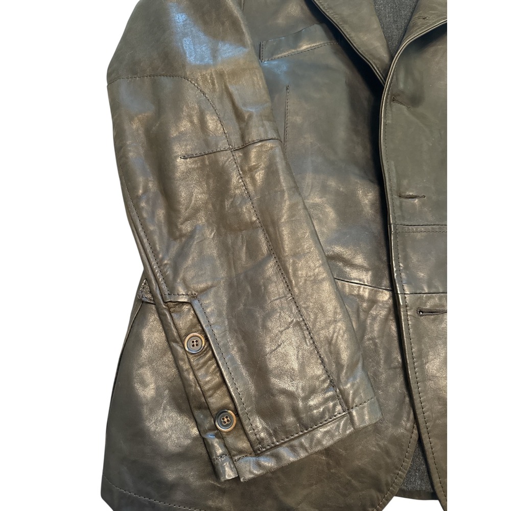 Henry Beguelin | Vintage Handmade Italian Leather Blazer Coat Brown Men's M/L - Picture 11 of 16
